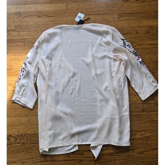 Amanda Green Womens XL Floral Embroidered Boho Open Front Blouse New - Picture 6 of 9